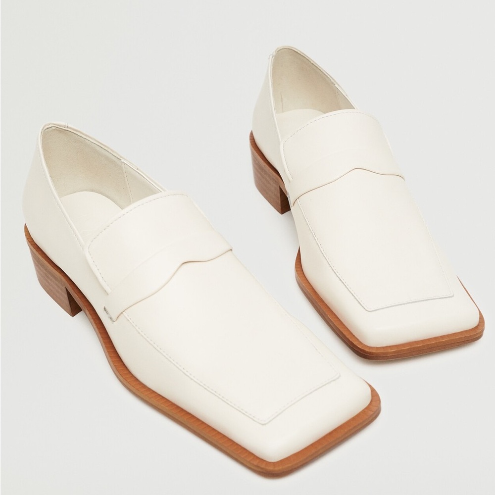 Mango leather pointed loafers